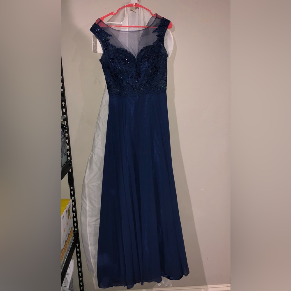 Navy Blue Bridesmaid/Formal Floor Length Dress